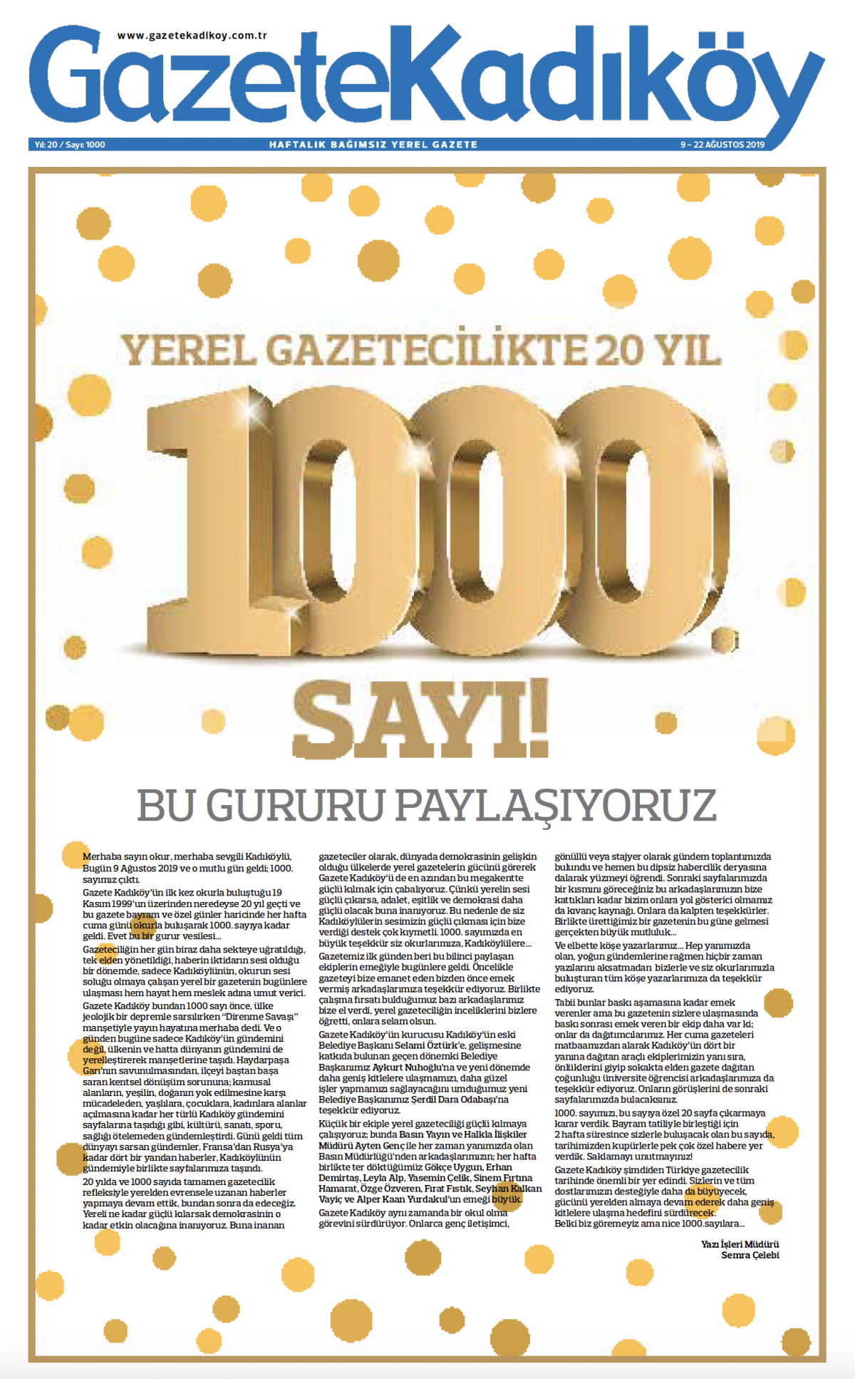 Gazete Kadıköy - 1000. Sayı